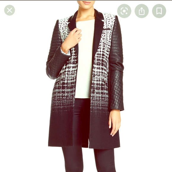 L.A.M.B. Jacquard Cashmere/Leather coat - 4 - Picture 1 of 8